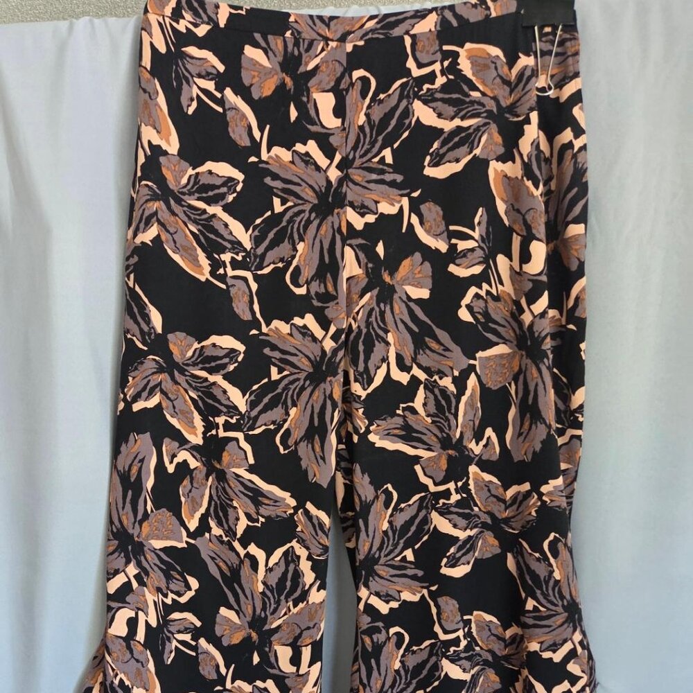 Nordstrom Rack Floral Pattern Palazzo Women’s Pants Elastic Back Rayon Size 2X